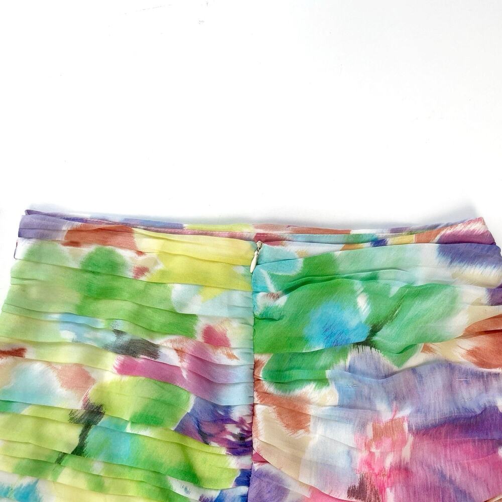 Zara Watercolor Ruffle Mini Skirt Y2K Pastel Floral Bodycon Summer Vacation NEW - Picture 13 of 15